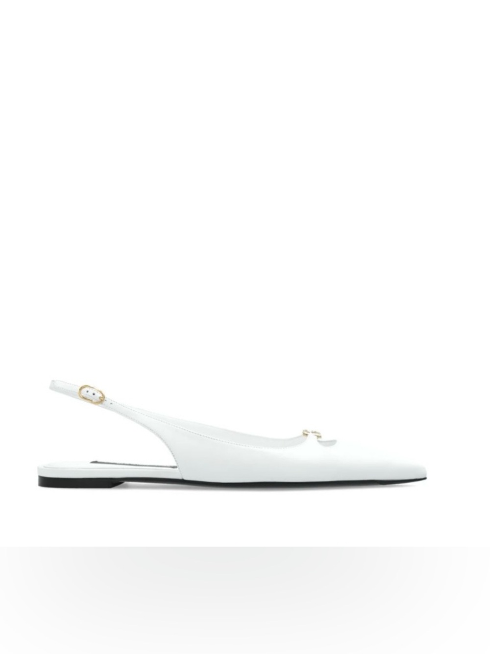 ✨ Dolce & Gabbana White Leather Slingback Flats – Made in Italy ✨
